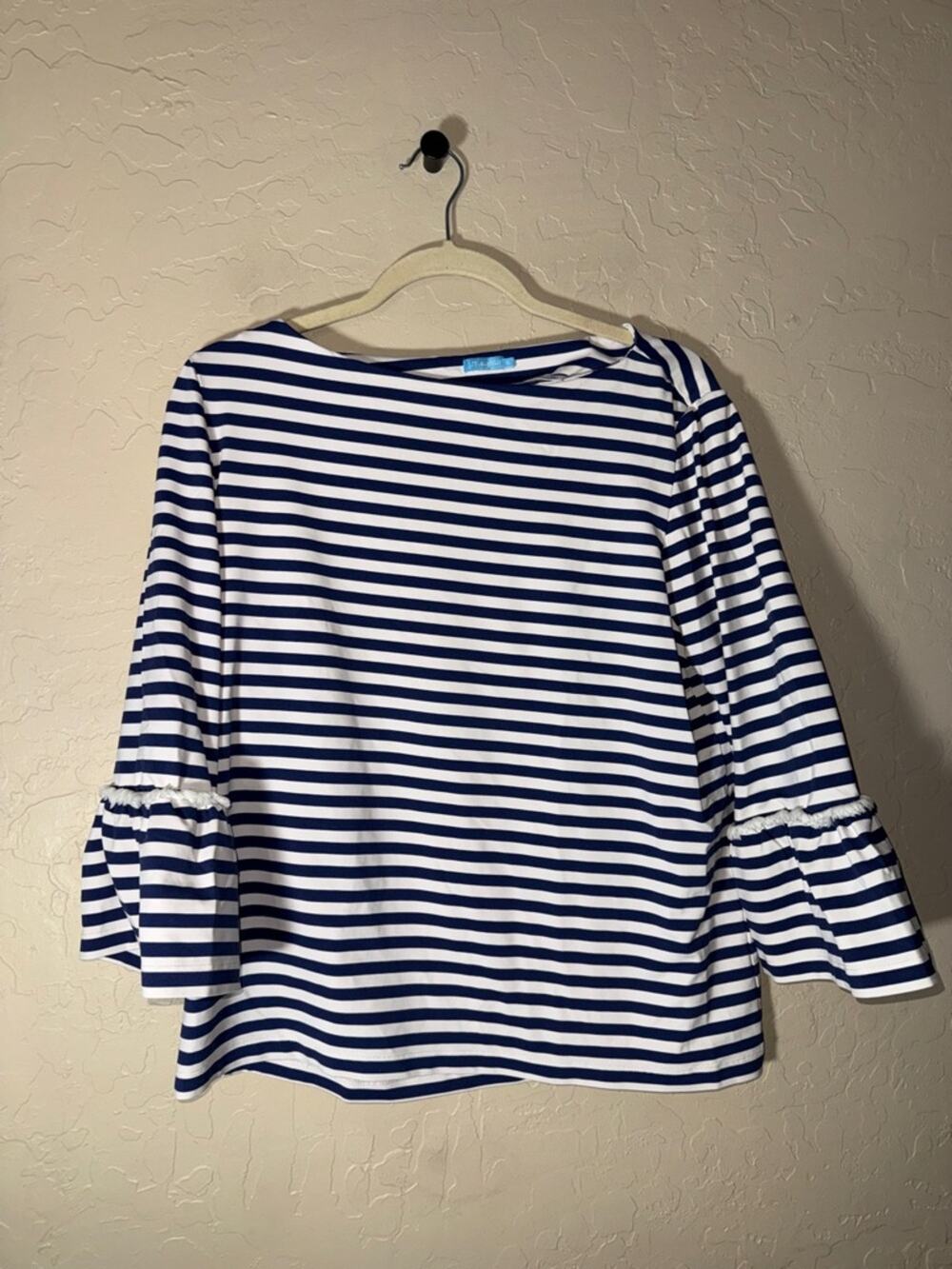 J McLaughlin Catalina cloth stretch nautical coastal striped top size XL